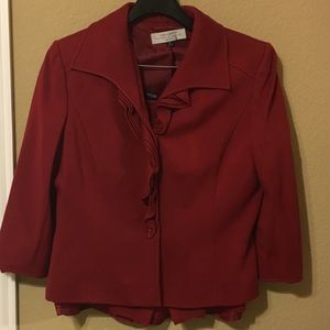 Tahari Red Blazer with Matching Skirt (Used)